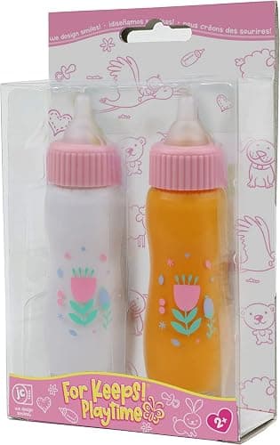 JC Toys Deluxe Disappearing Magic Bottles | Fits All Dolls | Milk and Juice | Flower Theme | Ages 2+ , Pink thumbnail 3