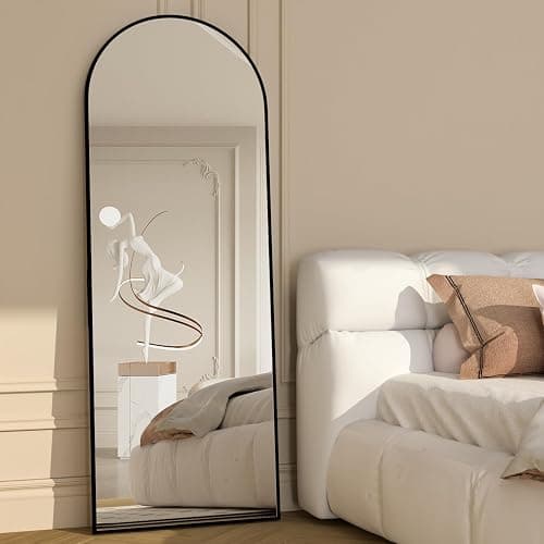 NEUWEABY Full Length Mirror 58"x18" Arch Floor Mirror with Stand Arched Mirror Full Body Mirror Black Standing Hanging or Leaning Against Wall for Bedroom Entry, Bedroom, Living Room thumbnail 2
