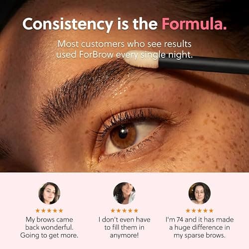 ForChics Eyebrow Serum – Sparse to Full Brows in 2 Weeks – Prostaglandin-Free and Hormone-Free Formula – Peptides + Biotin + Natural Extracts – Vegan and Cruelty-Free – 3ml thumbnail 7