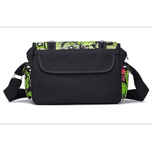 MEOKIM Gothic Canvas Backpack with Printed Skull - Green Tote Bag thumbnail 4