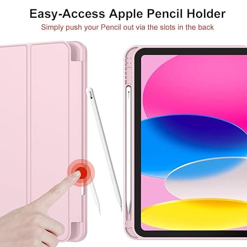 iMieet iPad (A16) Case/iPad 10th Generation Case [11-Inch 2025/10.9 Inch 2022] with Pencil Holder, Trifold Stand Smart Cover with Soft TPU Back,Auto Wake/Sleep(Pink) thumbnail 6