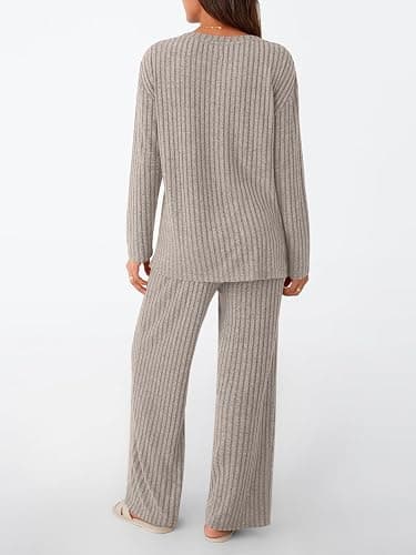 LILLUSORY Womens Lounge Sets 2 Piece Matching Pajamas Fall Fashion 2025 Ribbed Knit Outfits Long Sleeve Casual Sweatsuits thumbnail 4