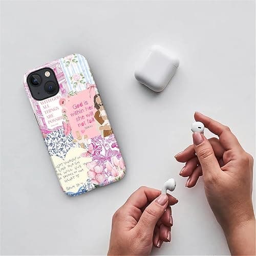 COTAIL Case Designed for iPhone 13 14, Hybrid 2-Layer Case, Military-Grade Protection Durable Shockproof Anti-Scratch Phone Case, Pink Blue Jesus Collage thumbnail 7