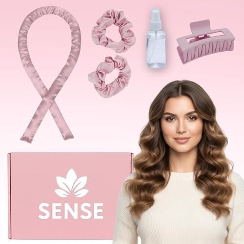 Sense Wellness Satin Heatless Curling Kit, 39" Rod – No Heat Overnight Curls for Frizz-Free Waves – Comfortable Set w/ 2 Scrunchies, Claw Clip for All Hair Types (Lilac) thumbnail 8