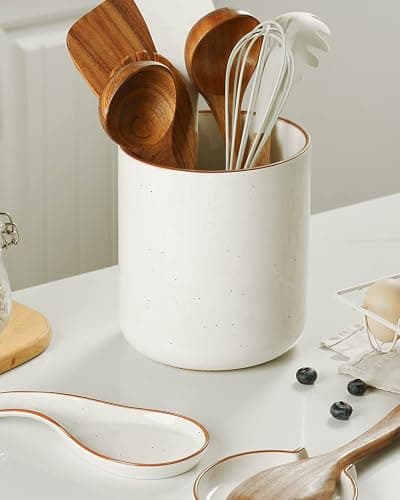 getstar Large Utensil Holder for Kitchen Counter,7.2" Vintage Ceramic Utensils Crocks Utensil Organizer for Spatula Farmhouse Kitchen Decor thumbnail 6