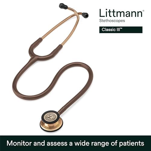 3M Littmann Classic III Monitoring Stethoscope, 5809, More Than 2X as Loud, Weighs Less, Stainless Steel Copper-Finish Chestpiece, 27" Chocolate Tube, Copper Stem and Headset thumbnail 2