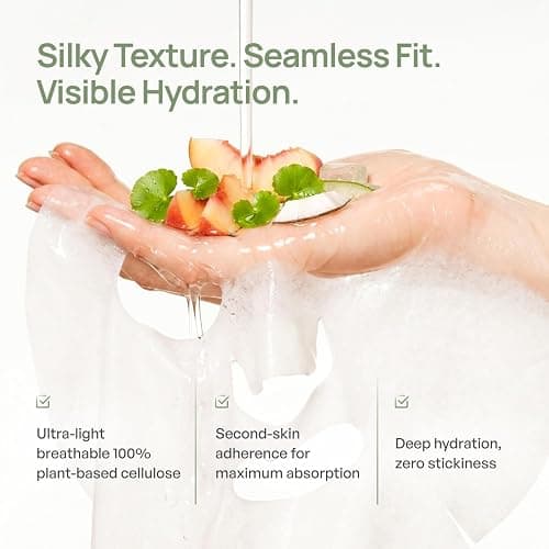 PLANTIFIQUE Korean Face Mask Skincare - Hydrating, Calming, Firming, 5 Pack | Variety Pack Sheet Masks, with Hyaluronic Acid - Aloe Vera, Peach, Coconut, Centella, Collagen & Coenzyme Q10 - Masque Visage thumbnail 4