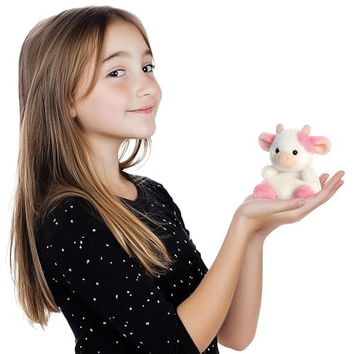 Aurora, 33765, Palm Pals Belle Strawberry Cow 5In, Soft Toy, White & Pink thumbnail 7