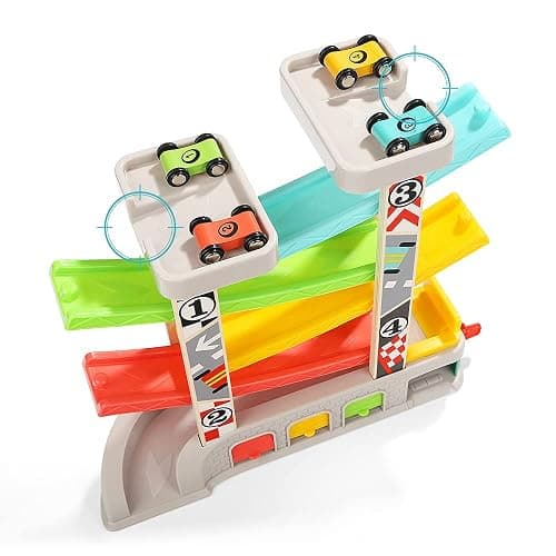 TOP BRIGHT Kugelbahn Autorennbahn aus Holz mit 5 Autos - Kinderspielzeug Geschenke für Kinder, Baby Spielzeug ab 1 Jahr Jungen und Mädchen thumbnail 8