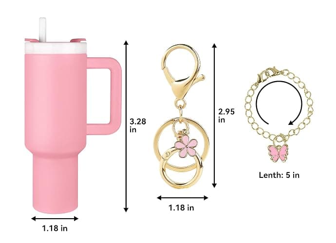 ERTUNA Mini Tumbler Keychain Accessories for Stanley Cup, 2 Way Cute Charms Chapstick Lip Balm Holder for Women Purse Handbag thumbnail 2