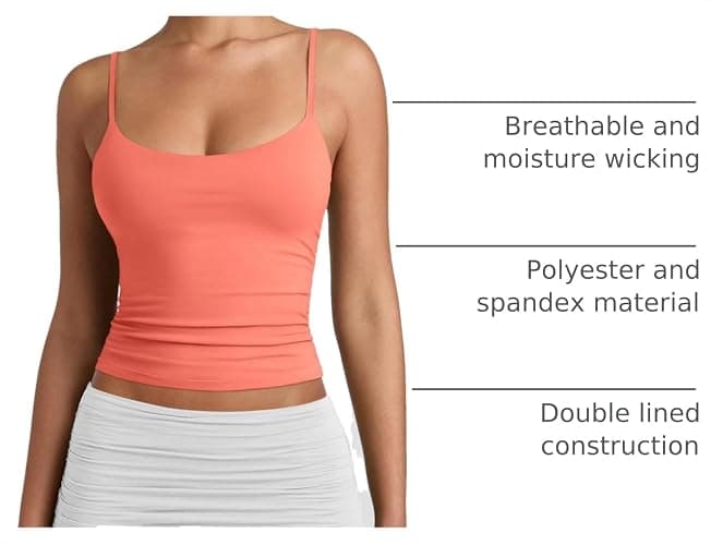 PINKMSTYLE Women's Basic Double Lined Scoop Neck Tank Tops Summer Cami Top | Adjustable Spaghetti Strap,Soft Skin Stretch,Slim Fit for Everyday Wear thumbnail 4