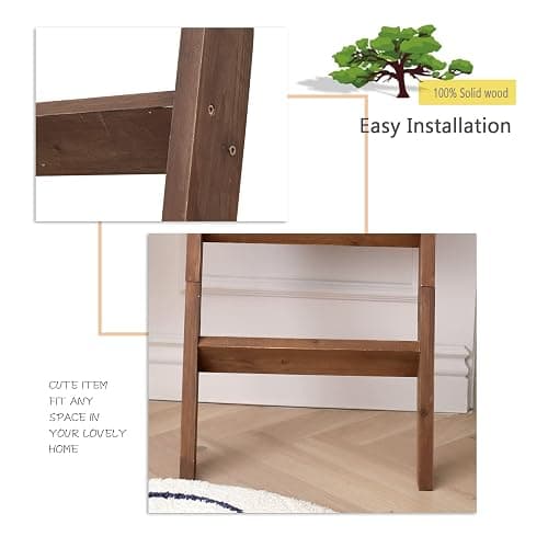 FUIN 5ft (58") Wood Blanket Ladder Living Room Decorative Wall Leaning Farmhouse Quilt Display Holder Storage Rustic Wooden Towel Rack for Bathroom, Brown thumbnail 5