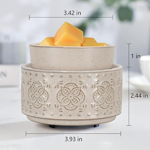 mocosa Ceramic Wax Warmer Wax Melt Warmer for Scented Wax 3-1 Electric Candle Warmer Home Fragrance Wax Burner for Mom Women(Beige-Granular) thumbnail 2