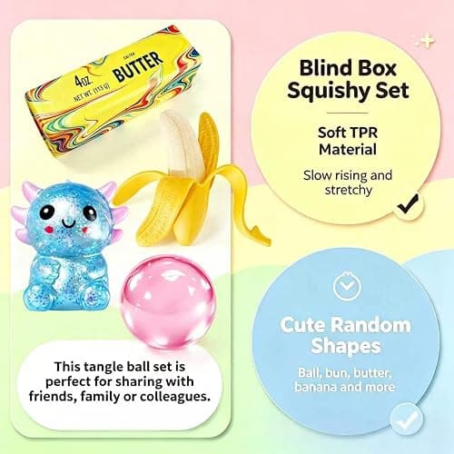 6 Pack Squishy Toy Set,Slow Rising Fidget Squeeze Toys,Stretchy Fidget Sensory Toy for Office Desk Decor thumbnail 5