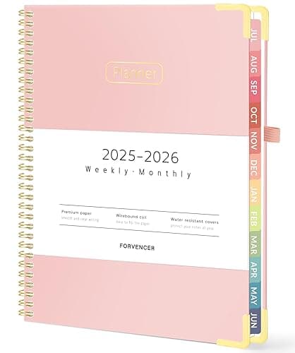 Forvencer Academic Planner 2025-2026, Hardcover Weekly & Monthly Calendar Planner, July 2025 - June 2026, 8.5" x 11", Daily Agenda Book with Tabs, College School Organizer Notebook for Student Teacher, Pink - Pink - 8.5" x 11"