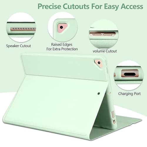 BQSS for iPad 9th Generation Case with Keyboard 10.2 inch, Wireless Detachable Keyboard for iPad 9th/8th/7th, for iPad Air 3rd Gen/Pro 10.5 inch Flip Stand Case with Built-in Pencil Holder (Green) thumbnail 5