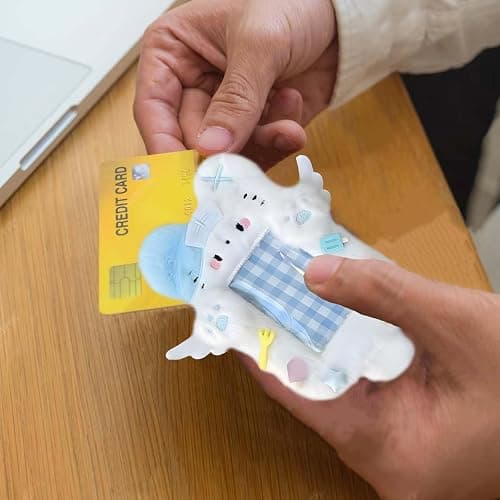 2 Pieces Kitten & Rabbit Plush Badge Holders with Wings | Photocard Display Case | Protective Sleeves for Bus, ID, and Student Cards | Cartoon Animal Design with Clear Window thumbnail 6
