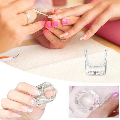 Bulex 2 Pack Dappen Dish Cups for Nail Art Acrylic Liquid - Clear Glass Nail Monomer Liquid Bowl Dampen Dish Acrylic Powder Holder, Acrylic Glass Jar for Nails thumbnail 7