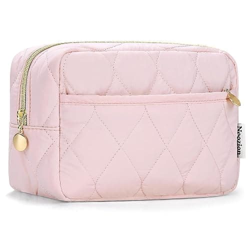 Noozion Makeup Bag, Travel Cosmetic Bag, Puffy Padded Toiletry Bag for Women, Makeup Organizer Case, Wide-open Pouch Purse, Travel Essentials - Image 1