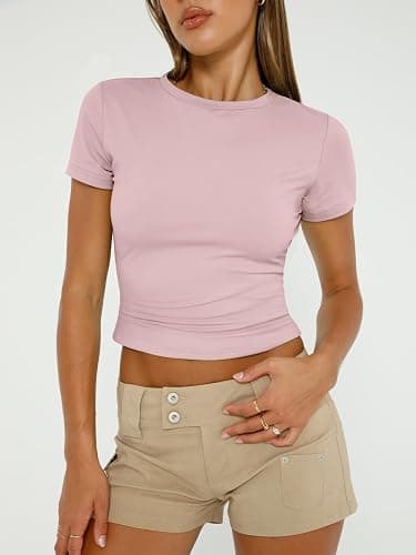 AUTOMET Womens 3 Piece Short Sleeve Shirts Basic Going Out Slim Fitted Crop Tops 2025 Summer Y2k Clothes thumbnail 2