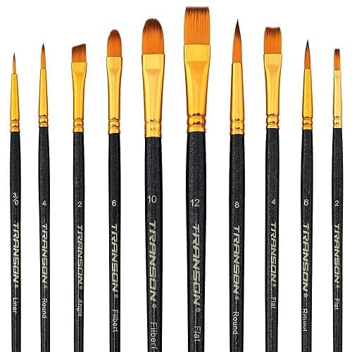Transon 20pcs Art Painting Brush Set for Acrylic Watercolor Gouache Hobby Craft Face Painting Black thumbnail 8