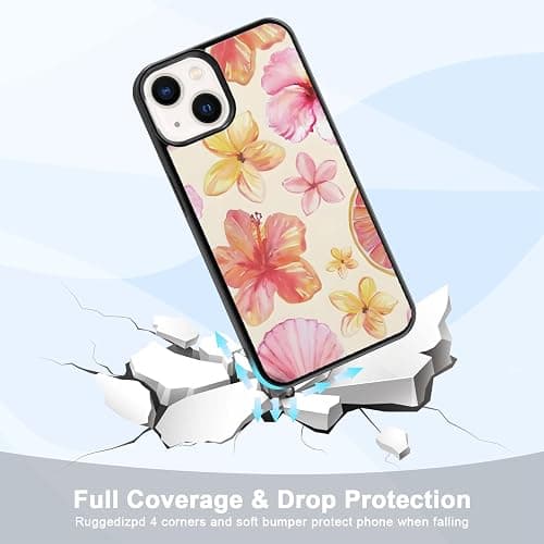 Axulimin Cute Seashell Tropical Summer Aesthetic Phone Case for iPhone 14 & iPhone 13 (6.1") Case for Teen Girls Women Kids Girls (Floral Pink) thumbnail 3