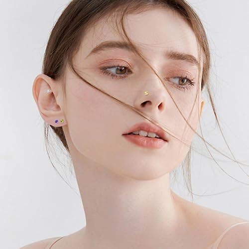 ONESING 36-44 Pcs 18G 20G Nose Rings Studs Nose Rings for Women Nose Piercings Jewelry Surgical Stainless Steel Nose Studs Moon Star Heart Butterfly Hypoallergenic Body Piercing Jewelry for Women Men thumbnail 5