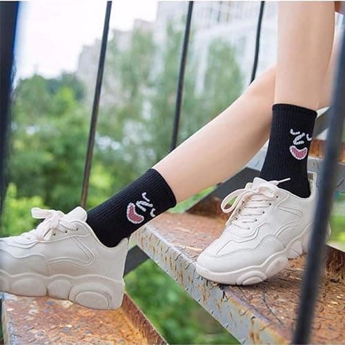 Meloday 10 PACK Crazy Funny Emotion Crew Socks Soft Cotton - 10 different fun designs and color per pack thumbnail 8