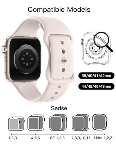 Sport Silicone Band Compatible with Apple Watch Bands 38mm 40mm 41mm 42mm 44mm 45mm 46mm 49mm for Women Men, Soft Wristband Water-proof Strap for iWatch Bands Series 11 10 9 8 7 6 5 4 3 2 1 Ultra SE thumbnail 3