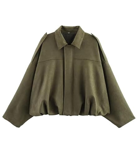 Bnigung Womens Faux Suede Bomber Jacket Casual Lapel Pilot Cropped Coat Oversized Motorcycle Jackets 2025 Outerwear - Image 1