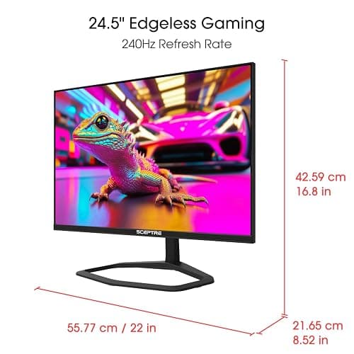 Sceptre New 24.5-inch Gaming Monitor 240Hz 1ms DisplayPort x2 HDMI x2 100% sRGB AMD FreeSync Premium Build-in Speakers, Machine Black 2026 (E255B-FWD240 Series) thumbnail 3
