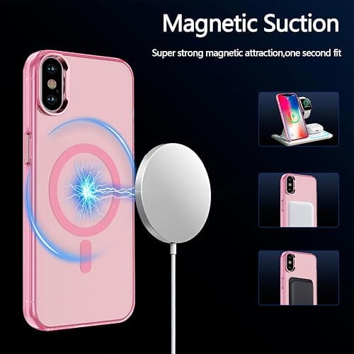 S. Tedazo Magnetic Case for iPhone X/Xs (5.8 inch) Compatible with Magsafe,[Not Yellowing] Slim Thin Shockproof iPhone X/Xs Case-Pink thumbnail 2