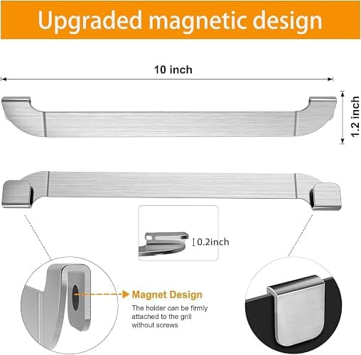 10 Inch Griddle Spatula Holder Magnetic Design, Stainless Steel Grill Barbecue Tool Rack, Griddle Accessories for Blackstone Flat Top Griddle and Other Grill Griddles (2 Pcs) thumbnail 3