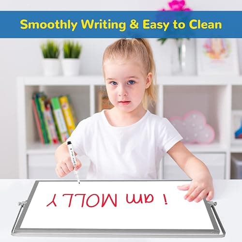 Dry Erase White Board, 16inX12in Large Magnetic Desktop Whiteboard with Stand, 10 Markers, 4 Magnets, 1 Eraser, Portable Double-Sided White Board Easel for Memo to Do List Desk Office thumbnail 7