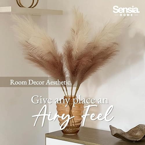 43"/3.6 ft Faux Tall 3Pcs Fluffy Large Pampas Grass Boho Decor-Floral Pompas Stems for Decoration-Feather Floor Vase Filler-Long Artificial Fake Dried Flowers for Home & Room (Beige & Brown) thumbnail 4