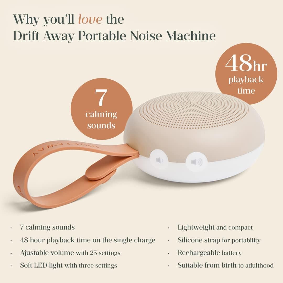 ergoPouch Drift Away Portable White Noise Machine, Taupe – 7 Soothing Sounds, Adjustable LED Light, USB Rechargeable, Up to 48 Hours Battery Life – Promotes Deep, Restorative Sleep for Babies and Adults. thumbnail 3