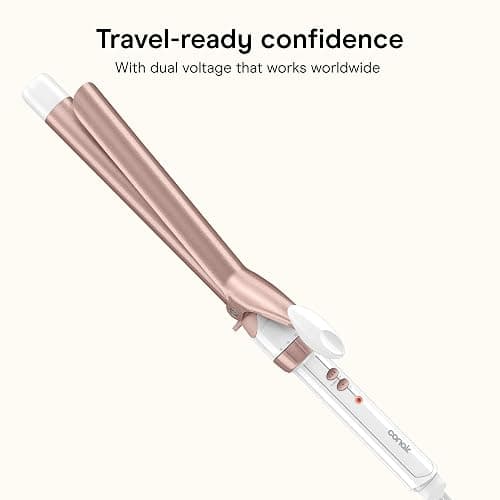 Conair Extra Long Curling Iron, Double Ceramic, 1", White/Rose Gold | Extra-long 7.5" hair curler and hair waver for every hair type with 30 heat settings, built-in heat protection, and auto-off thumbnail 6