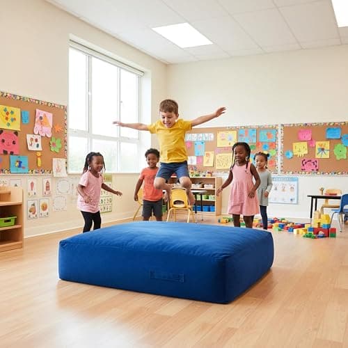 GYMAX Crash Pad for Kids Sensory, 4.75FTx4.75FT/4 FTx3 FT Sensory Crash Mat w/Washable Cover & Foam Blocks for Jump, Climb, Gymnastics, Sensory Therapy, Kids, Adults thumbnail 2