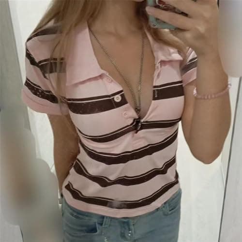 Vintage Alt Graphic Tees Y2k Grunge Polo Shirts Teen Girls Women Whimsy Twee 2000s Short Sleeve Collared Tops thumbnail 2