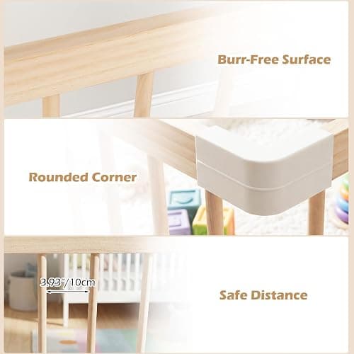 INFANS Wooden Baby Playpen with Adjustable Size & Shape, 8 Panels, Child Proof Lock, Easy to Assemble, 63" x 63" Portable Play Yard for Babies Toddlers thumbnail 8