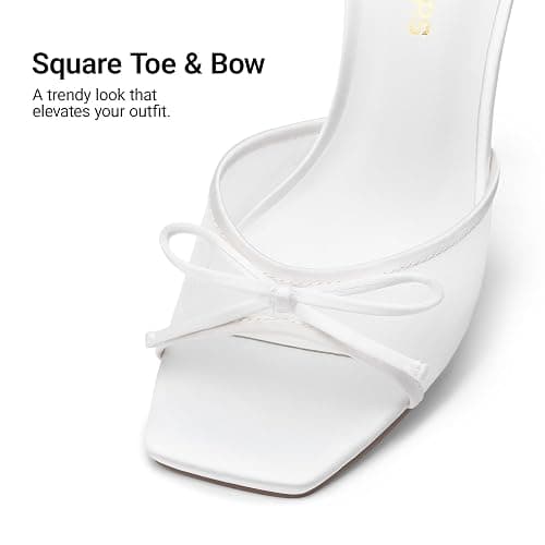 DREAM PAIRS Women's Square Open Toe Heels With Bow Vintage Slip on Stiletto High Backless Dressy Sandals for Daily Party thumbnail 6