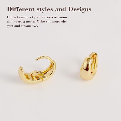 Gold Hoop Earrings for Women 14K Gold Plated Hoops Simple Gold Huggie Small Hoop Earrings Set Cartilage Hypoallergenic Earrings Everyday Jewelry for Women thumbnail 5