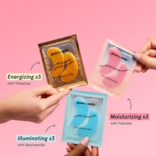 grace & stella Under Eye Patches Variety Pack - With 6 Colors (18 Pairs) | 3 Pairs of Under Eye Masks Per Color - Vegan, Cruelty-Free, Derm-Tested Eye Patches for Women & Men - Bridesmaid Gifts thumbnail 3