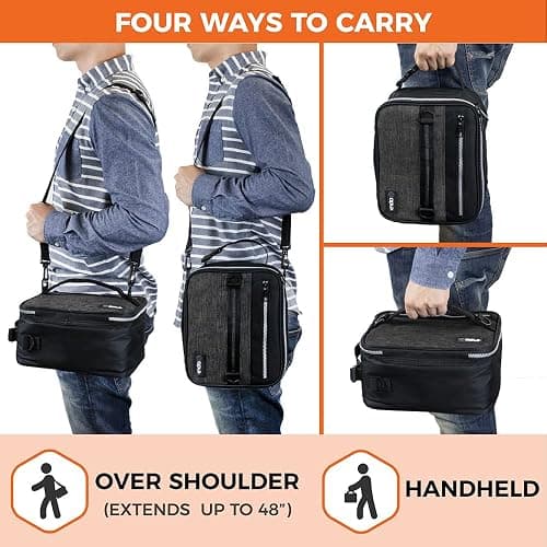 opux Insulated Lunch Box for Men Women Adult, Compact Lunch Bag for Kids Boy Girl Teen, Soft Lunch Cooler Bag for Work School, Leakproof Lunchbox Lunch Pail with Clip-on Buckle, Heather Charcoal thumbnail 4