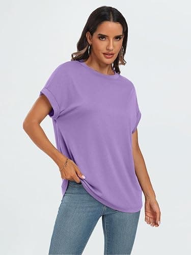 AUTOMET Womens Summer Tops Oversized Short Sleeve Business Casual T Shirts Trendy Fashion Clothes Spring Outfits 2025 thumbnail 3