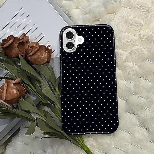 ilikediy for iPhone 16 Case,HL2 Polka Dot Black Hybrid 2 Layer Hard Shell Silicone Protective Pattern Design Case thumbnail 4