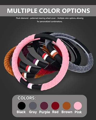 Cxtiy Plush Steering Wheel Cover for Women, Fluffy Soft Warm Winter Steering Wheel Grip for Car Interior Accessories (A-Burgundy) thumbnail 7