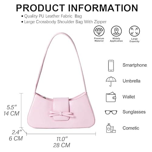 KAMEILONG Trendy Red Shoulder Bag for Women Patent Leather Hobo Handbags Y2K Purses Clutch Bag Cute Bow Purse thumbnail 7