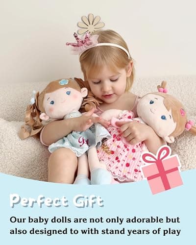 LeyaDoll Personalized Soft Baby Doll Toys (16''), My First Baby Rag Doll for 1 Year-Old Girl Birthday Gift, Christmas Plush Toys Gift for Toddler Kids Infants-Daydream Melia Girl-Blue thumbnail 5
