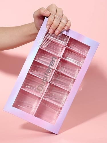Quaferen 504Pcs Clear Coffin Nail Tips for Acrylic Nails Professional, XXXL Extra Long No C Curve Coffin Straight Acrylic Nail Tips, Half Cover No Crease Nail Extension False Nails for DIY Nail Art thumbnail 8